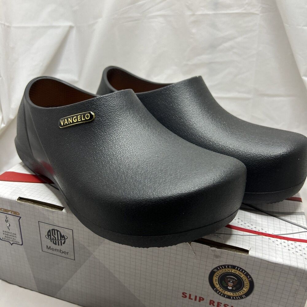 VANGELO Professional Slip Resistant Clog Work Shoe  Black Women 7 Mens 5